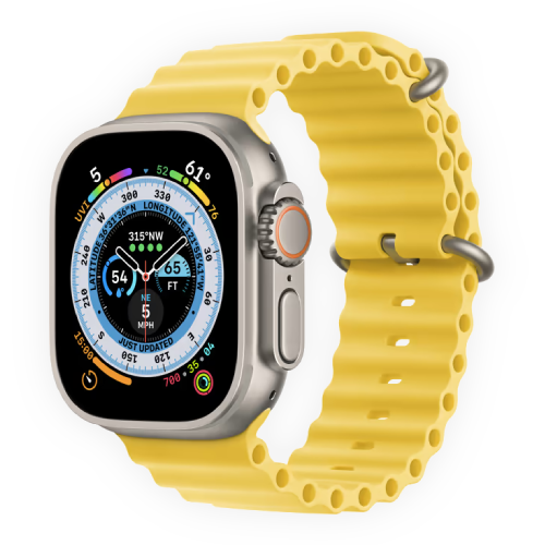 Apple Watch Ultra 49mm Titanium Case with Yellow Ocean Band  (MNHG3) фото