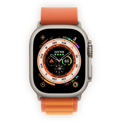 Apple Watch Ultra 49mm Titanium Case with Orange Alpine Loop Large  (MQFM3) фото