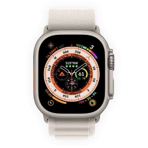 Apple Watch Ultra 49mm Titanium Case with Starlight Alpine Loop Medium  (MQFR3) фото