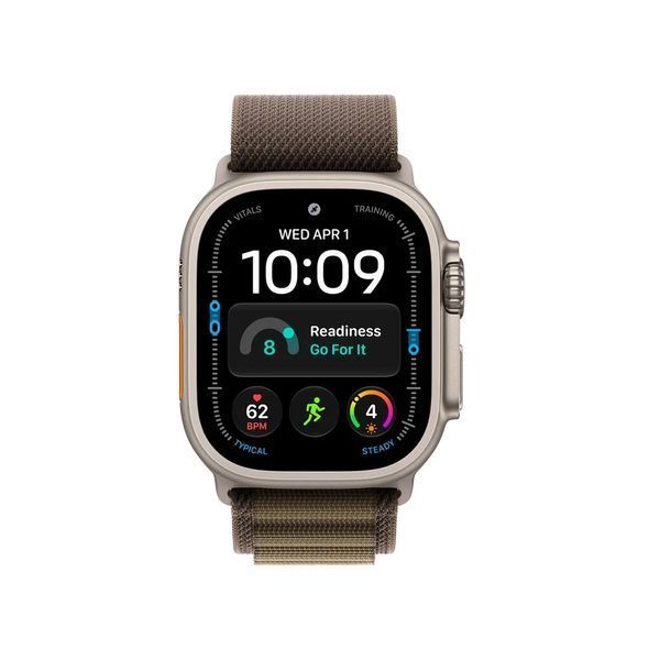 Apple Watch Ultra 4 GPS + LTE 49mm Natural Titanium Case with Dark Olive Alpine Loop - Small MJCR4+MK794 фото