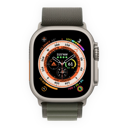 Apple Watch Ultra 49mm Titanium Case with Green Alpine Loop Large  (MQFP3) фото