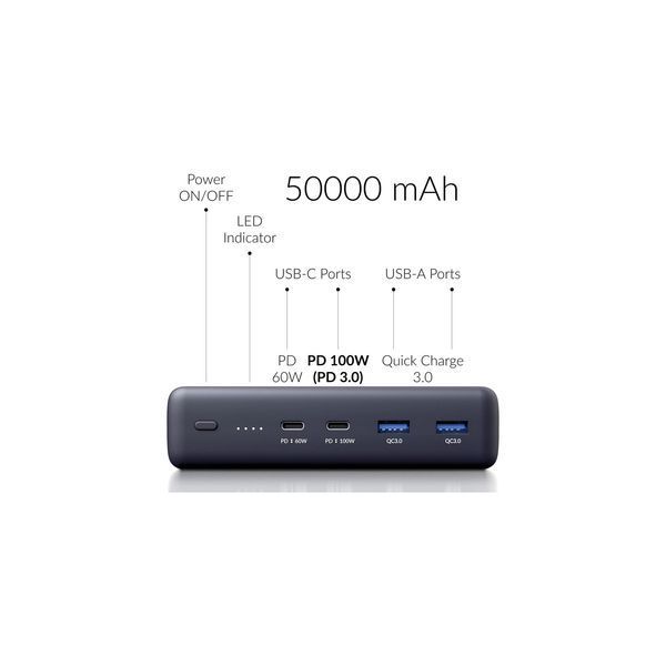 Портативний акумулятор Power Bank Voltero S50 50.000MAH PD 100W PD 3.0 PPS USB-C 8720828063200, 6090537940980 фото