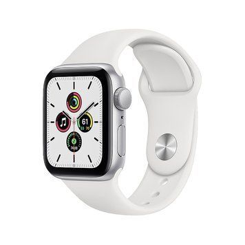 Apple Watch SE 44mm Silver Aluminum Case with White Sport Band (MYDQ2) 10108 фото