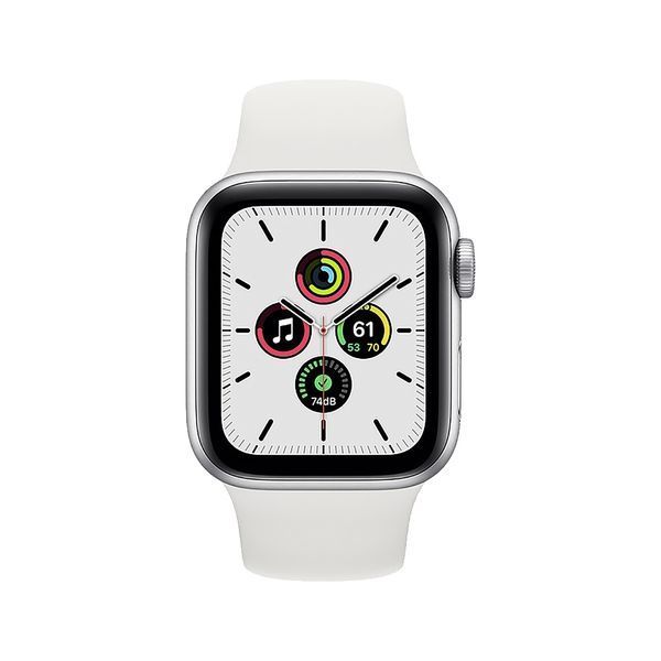 Apple Watch SE 44mm Silver Aluminum Case with White Sport Band (MYDQ2) 10108 фото