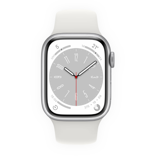 Apple Watch Series 8 45mm Silver Aluminum Case with White Sport Band (MP6N3) фото